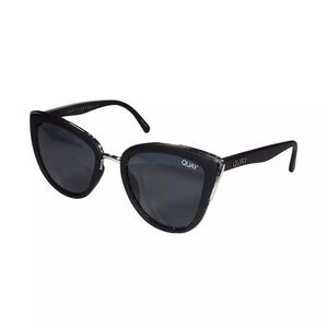 QUAY Cat Eye Sunglasses with Black Frames and Gray Lenses